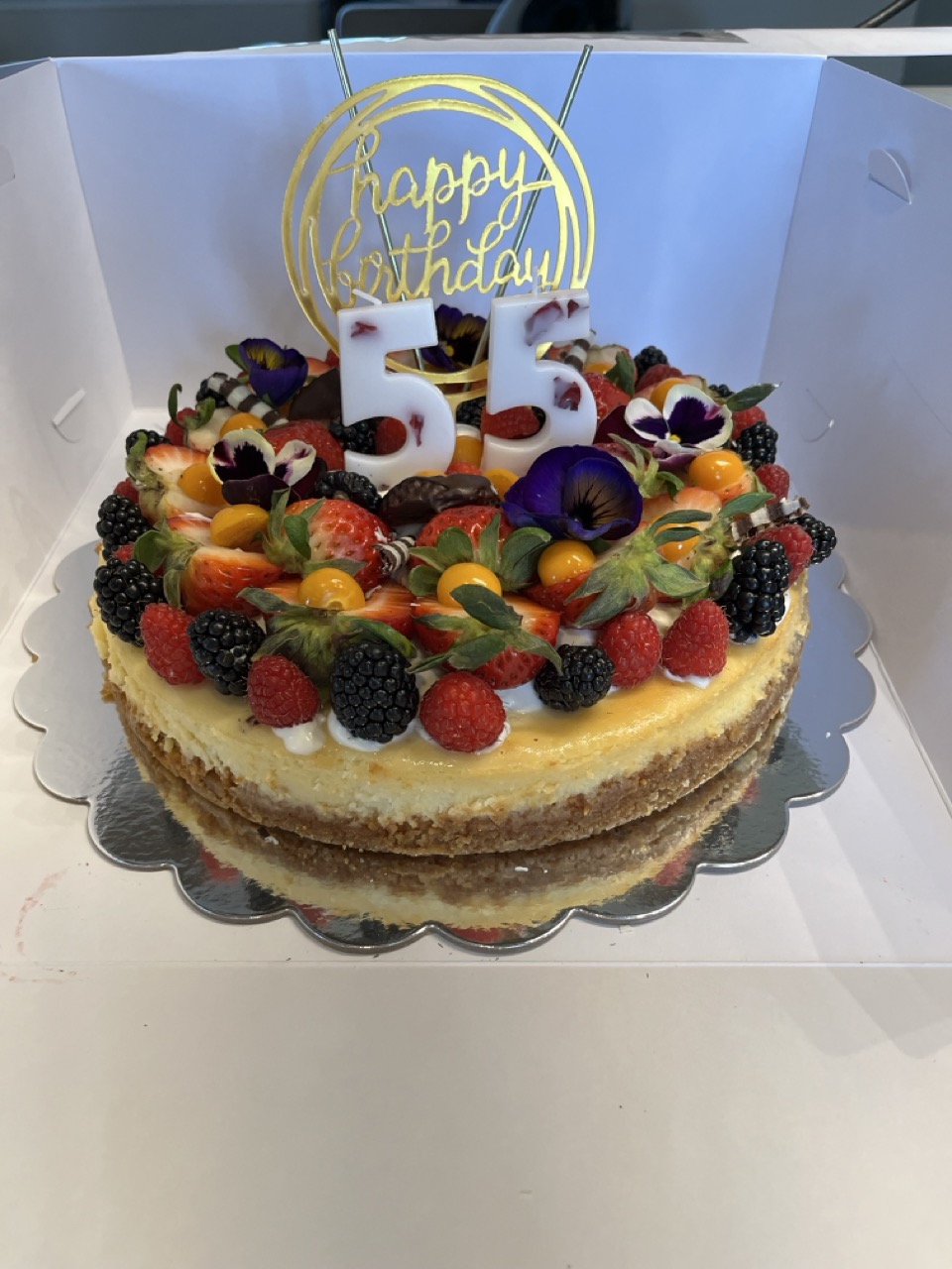 Fresh Fruits And Flower Birthday CheeseCake